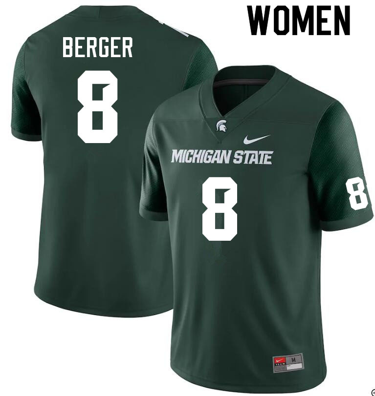 Women #8 Jalen Berger Michigan State Spartans College Football Jerseys Sale-Green